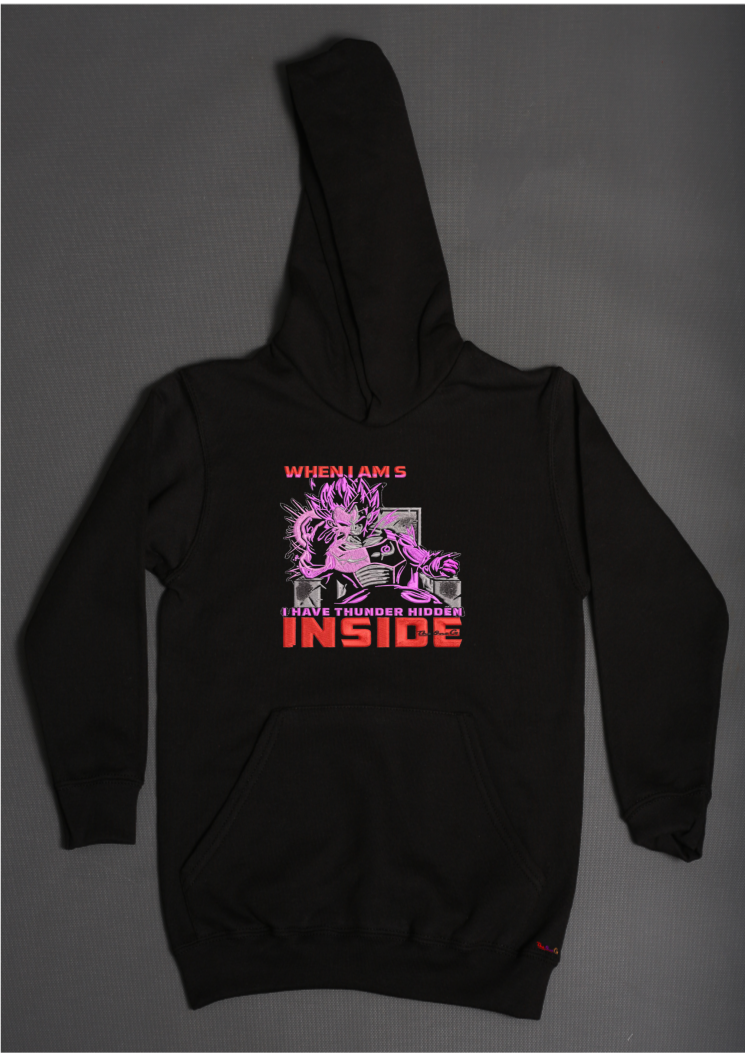 Vegeta Ultra Ego Thunder hidden inside hoodie