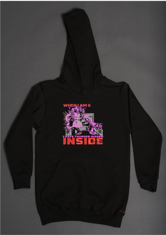 Vegeta Ultra Ego Thunder hidden inside hoodie